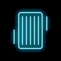 Bright blue neon bar chart glowing on black background vector