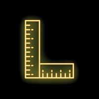 Yellow neon icon of a carpenter square glowing on a black background vector