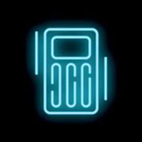 Neon calculator glowing on black background vector
