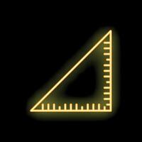 Glowing neon icon of a ruler triangle on a black background vector