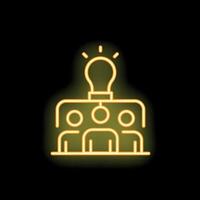 Neon icon of people working together sharing ideas and innovation vector