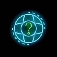 Neon icon of planet earth showing question mark vector