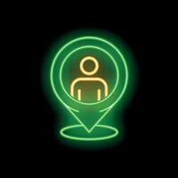 Neon green location pin icon pointing current position on map vector