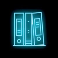 Glowing neon icon of office folders for business and data storage vector