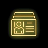 Neon icon of curriculum vitae representing job applications vector