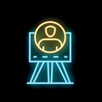 Neon icon of business presentation showing customer profile vector