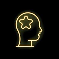 Neon style icon of head with star shining representing great idea vector