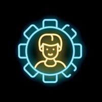 Neon sign representing a young professional working in a business mechanism vector