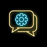 Neon speech bubbles showing a gear configuration icon vector