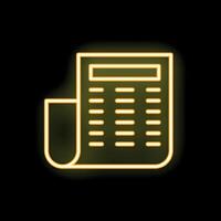 Neon yellow document icon on black background representing information vector