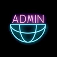 Neon icon of admin panel covering half of earth globe vector