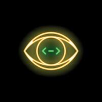 Neon eye showing arrows pointing each other forming a line vector