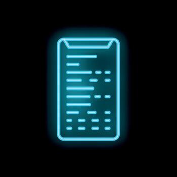 azul neón teléfono inteligente demostración programación código en pantalla en negro antecedentes vector