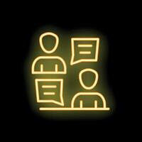 Neon icon of two business people having a conversation vector