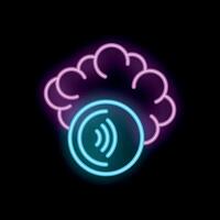 Neon brain sending wifi signal representing thought process vector