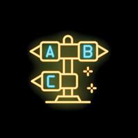 Neon sign showing direction sign with arrows pointing different directions vector