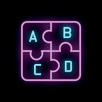 Neon puzzle pieces forming a square shape vector