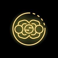 Neon icon representing decentralized network sharing data with nodes communicating vector