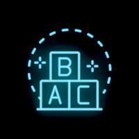 Neon style icon of abc blocks for education and learning vector