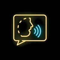 Neon speech bubble showing speaking man for podcast or audiobook app vector