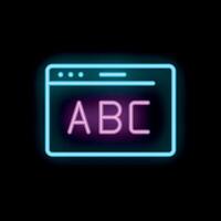 Neon website interface with abc lettering showing online education concept vector
