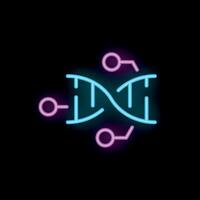 Neon icon of dna strand being altered with technology vector