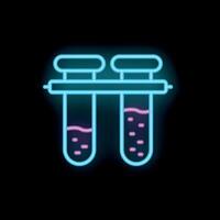 Neon sign representing two test tubes filled with liquid substance vector