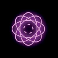 Neon atom is glowing on a black background vector