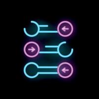 Neon arrows pointing different directions connected by lines vector