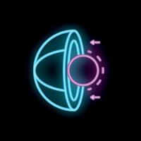 Neon icon of energy flowing through magnetic field vector