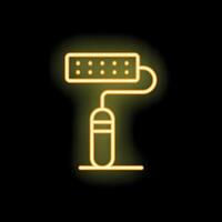 Neon paint roller shining in the dark background vector