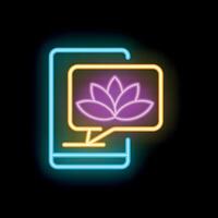 Neon lotus flower chat bubble displaying on smartphone screen vector