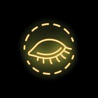 Neon sign of eye with long eyelashes in circle frame vector
