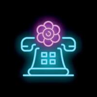 Blue neon telephone with a flower on top displaying hotline concept vector