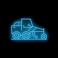 Neon grader working at night on a construction site vector