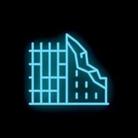 Neon style icon of landslide caused by erosion showing climate change effect vector