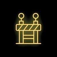 Glowing neon icon of a construction barrier signifying restricted area on black background vector