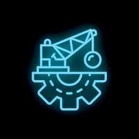 Neon icon of wrecking ball demolishing obstacles to progress vector