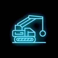 Neon style icon of demolition crane moving wrecking ball vector