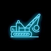 Neon icon of demolition crane working at night vector