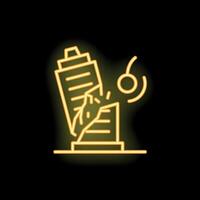 Neon style icon of wrecking ball hitting building vector