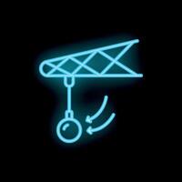Neon style icon of a construction crane swinging wrecking ball vector