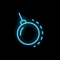 Neon icon of wrecking ball swinging on black background vector