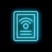 Neon icon of smartphone showing wifi connection on screen vector