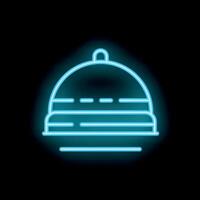 Neon icon of reception bell glowing blue on black background vector