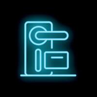Neon hotel door handle sign with do not disturb sign on black background vector