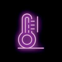 Neon thermometer icon glowing on dark background vector