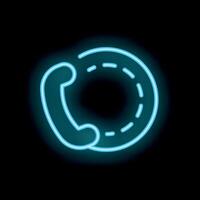 Neon phone calling icon glowing on dark background vector