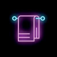 Glowing neon icon of a towel hanging on a rack vector