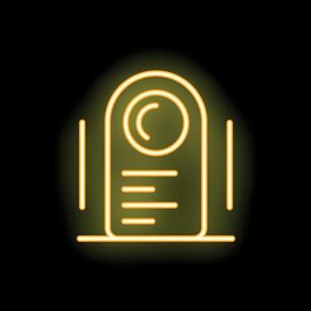 amarillo neón firmar icono de un intercomunicador sistema en un negro antecedentes vector